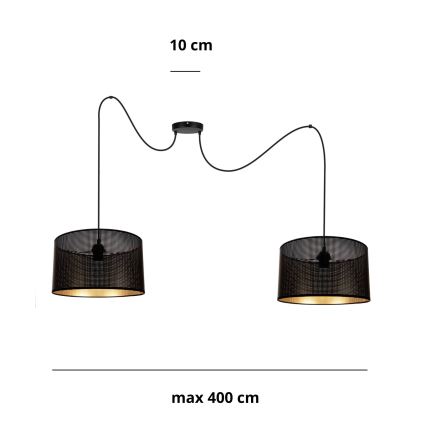 Luster na sajli ALDO 2xE27/60W/230V pauk crno