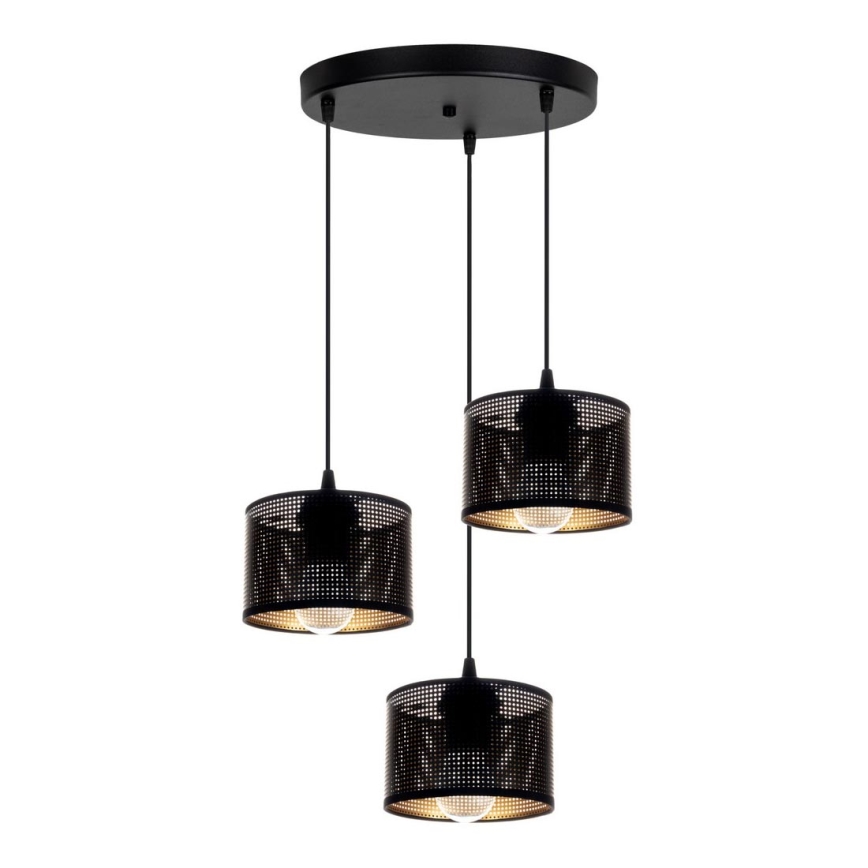 Luster na sajli ALDO 3xE27/60W/230V pr. 40 cm crno