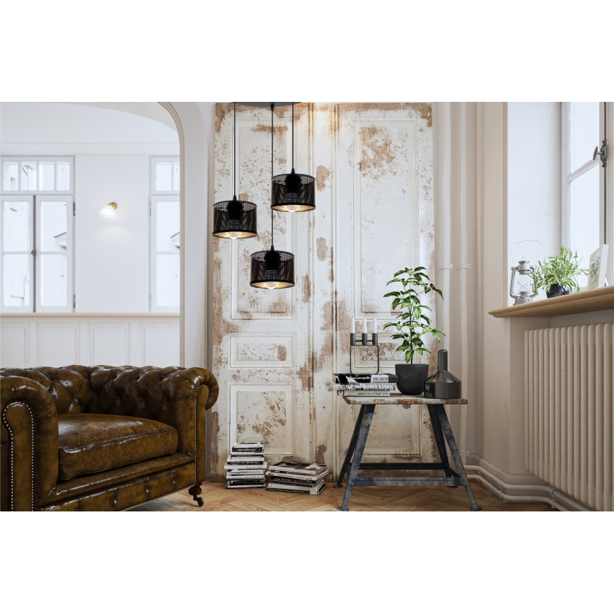 Luster na sajli ALDO 3xE27/60W/230V pr. 40 cm crno