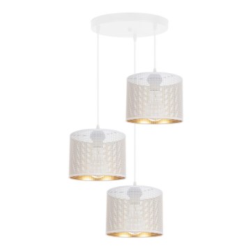 Luster na sajli ALDO 3xE27/60W/230V pr. 45 cm bela