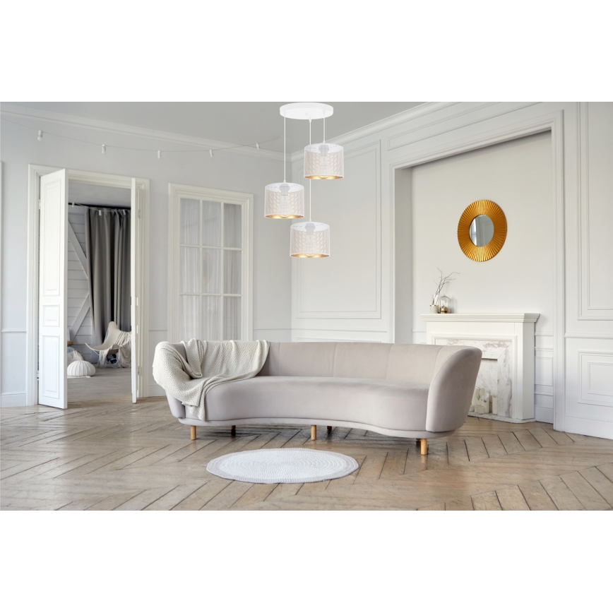 Luster na sajli ALDO 3xE27/60W/230V pr. 45 cm bela