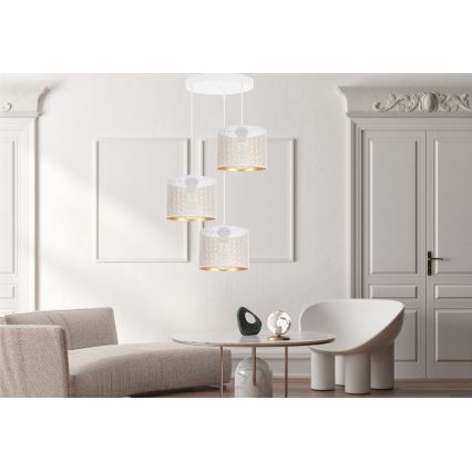 Luster na sajli ALDO 3xE27/60W/230V pr. 45 cm bela