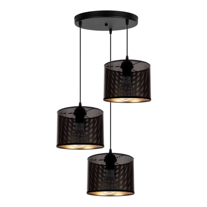 Luster na sajli ALDO 3xE27/60W/230V pr. 45 cm crno
