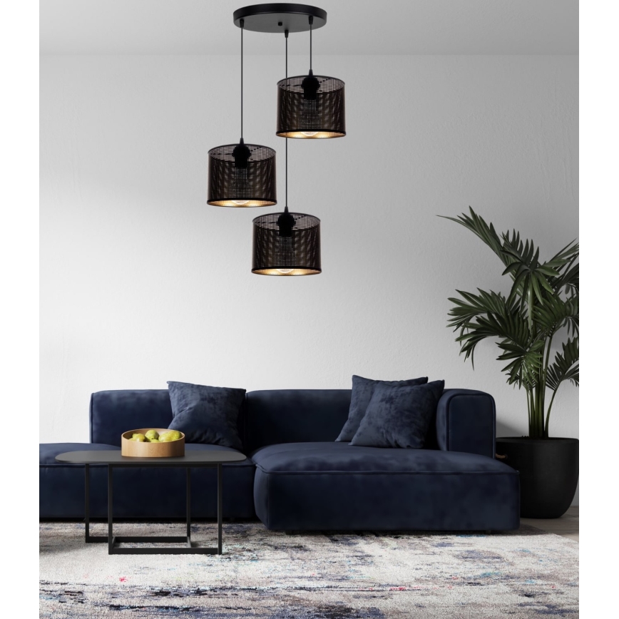 Luster na sajli ALDO 3xE27/60W/230V pr. 45 cm crno