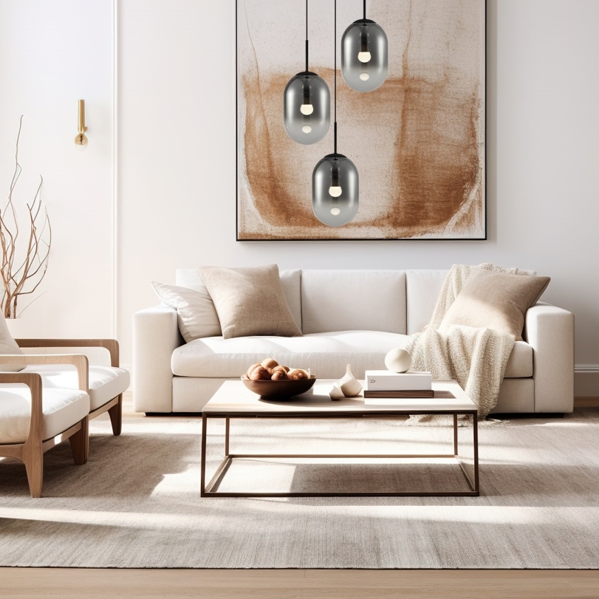 Luster na sajli ALIAS 3xE14/40W/230V crno/sivo