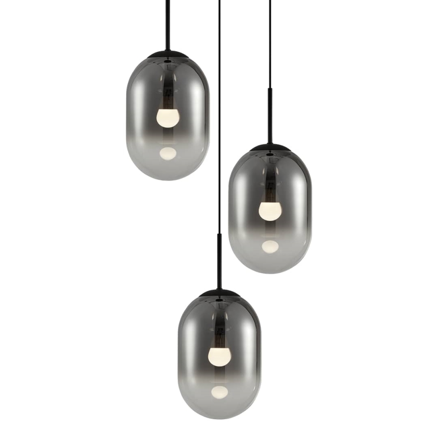 Luster na sajli ALIAS 3xE14/40W/230V crno/sivo