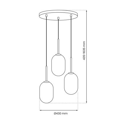 Luster na sajli ALIAS 3xE14/40W/230V crno/sivo