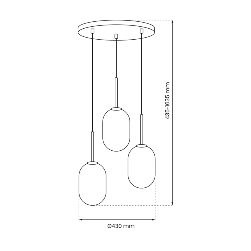 Luster na sajli ALIAS 3xE14/40W/230V crno/sivo