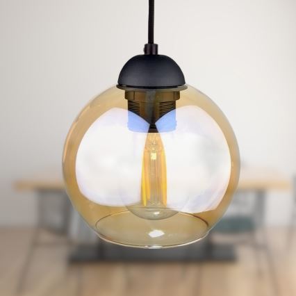 Luster na sajli AMBRE BLACK 3xE27/60W/230V crno/dimno braon