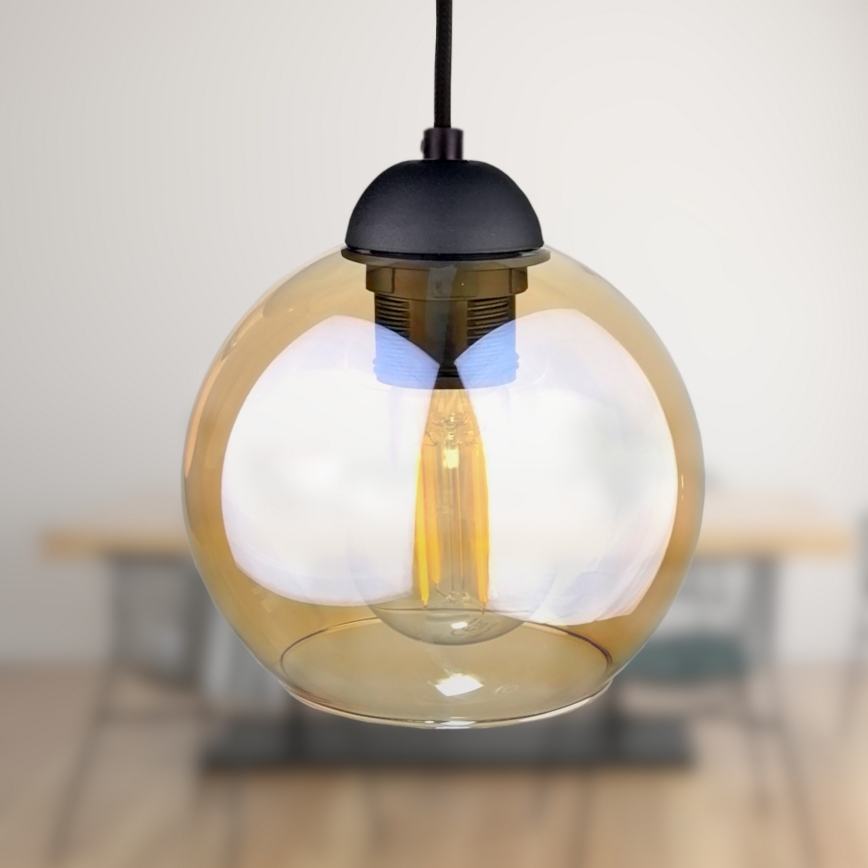 Luster na sajli AMBRE BLACK 3xE27/60W/230V crno/dimno braon
