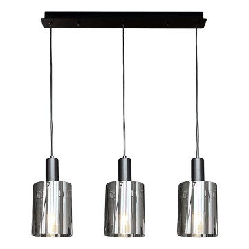 Luster na sajli ARCADIA 3xE27/60W/230V crno/dimno