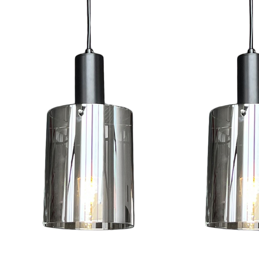 Luster na sajli ARCADIA 3xE27/60W/230V crno/dimno