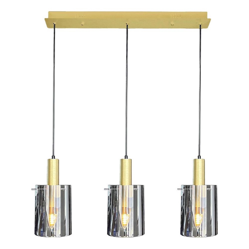Luster na sajli ARCADIA 3xE27/60W/230V zlatna/dimno