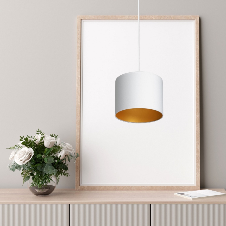 Luster na sajli ARDEN 1xE27/60W/230V pr. 18 cm bela/zlatna
