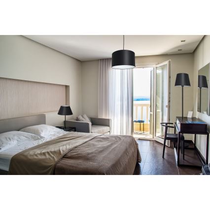 Luster na sajli ARDEN 1xE27/60W/230V pr. 25 cm crno/bela