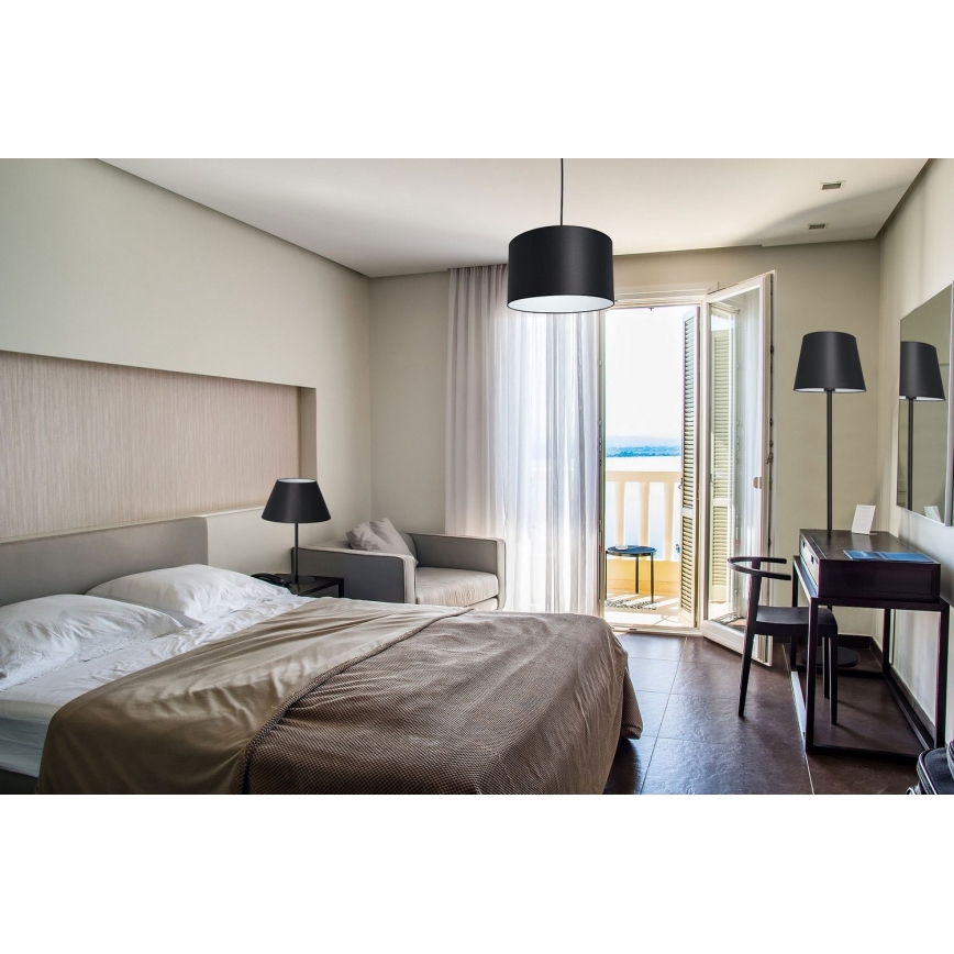 Luster na sajli ARDEN 1xE27/60W/230V pr. 25 cm crno/bela