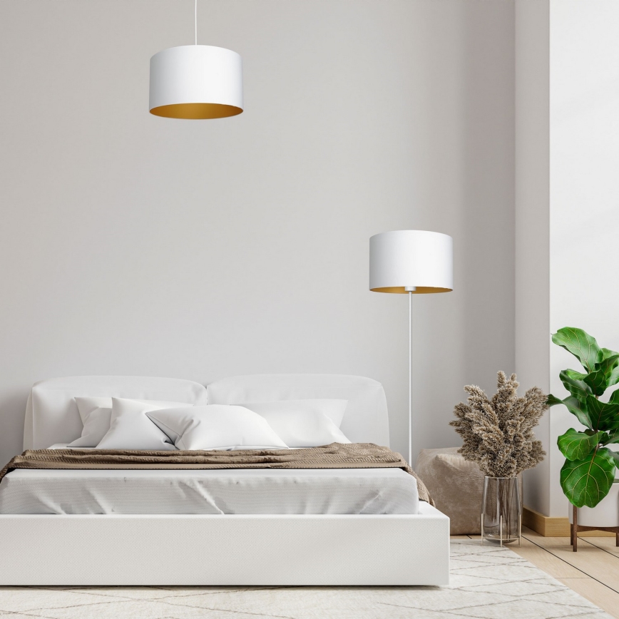 Luster na sajli ARDEN 1xE27/60W/230V pr. 40 cm bela/zlatna