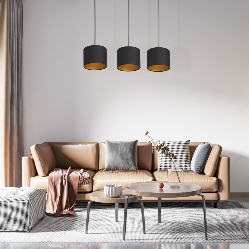 Luster na sajli ARDEN 3xE27/60W/230V crno/zlatna