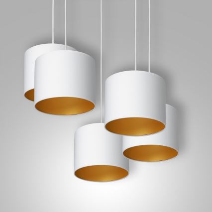 Luster na sajli ARDEN 5xE27/60W/230V bela/zlatna