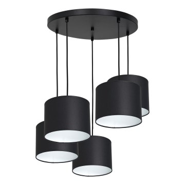 Luster na sajli ARDEN 5xE27/60W/230V crno/bela
