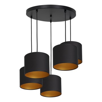 Luster na sajli ARDEN 5xE27/60W/230V crno/zlatna