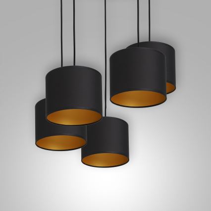 Luster na sajli ARDEN 5xE27/60W/230V crno/zlatna