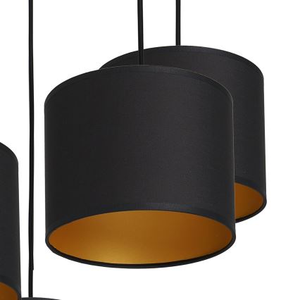 Luster na sajli ARDEN 5xE27/60W/230V crno/zlatna