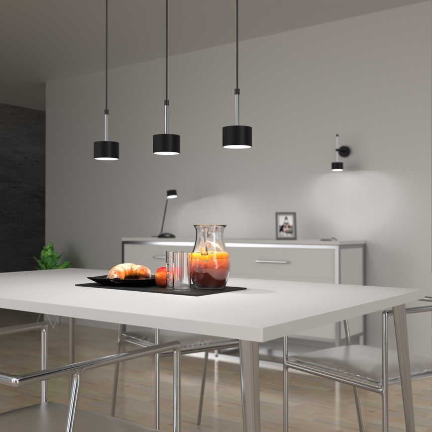 Luster na sajli ARENA 3xGX53/11W/230V crno/sjajni krom