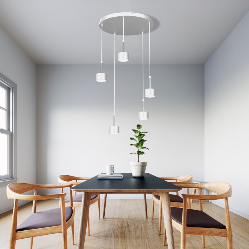 Luster na sajli ARENA 5xGX53/11W/230V bela/sjajni krom
