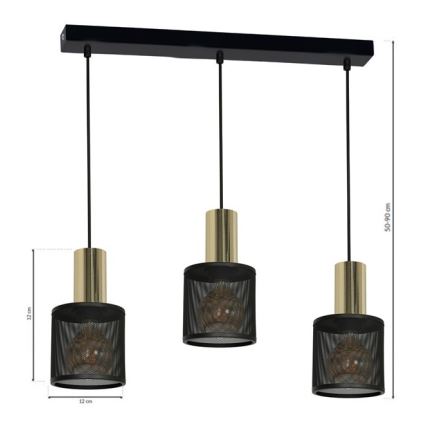 Luster na sajli ARES 3xE27/60W/230V