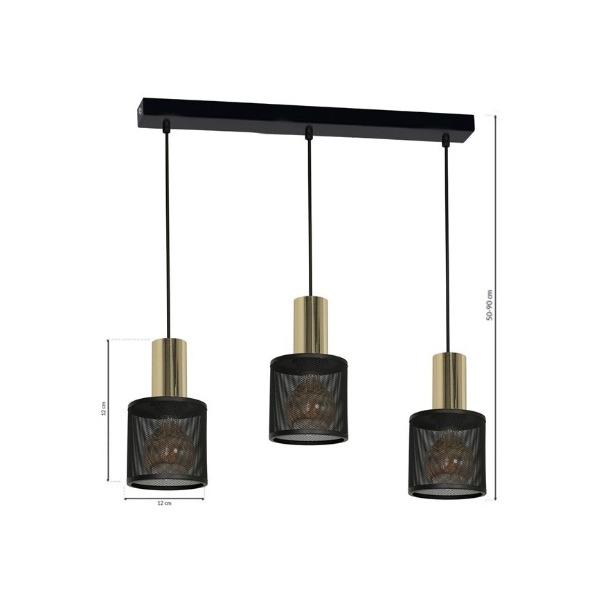 Luster na sajli ARES 3xE27/60W/230V