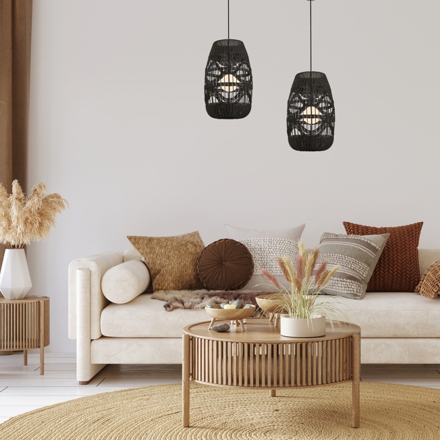 Luster na sajli ARONA 1xG9/9W/230V pr. 25 cm ratan/crno