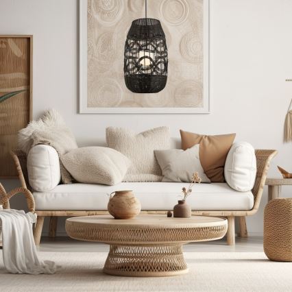 Luster na sajli ARONA 1xG9/9W/230V pr. 40 cm ratan/crno