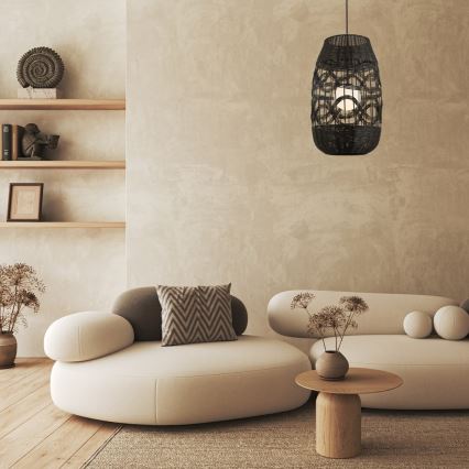 Luster na sajli ARONA 1xG9/9W/230V pr. 40 cm ratan/crno