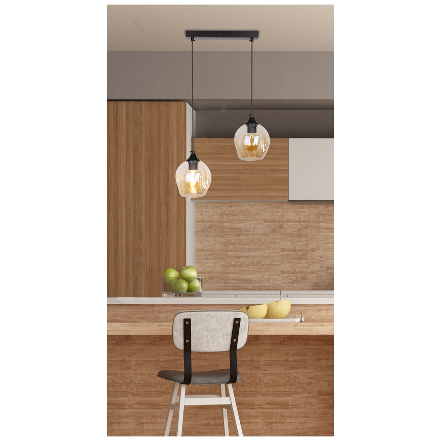 Luster na sajli ASPA 2xE27/40W/230V crno