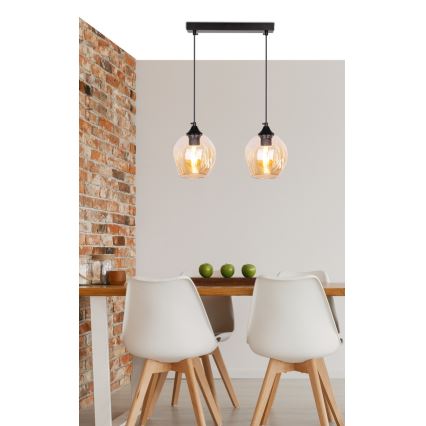 Luster na sajli ASPA 2xE27/40W/230V crno