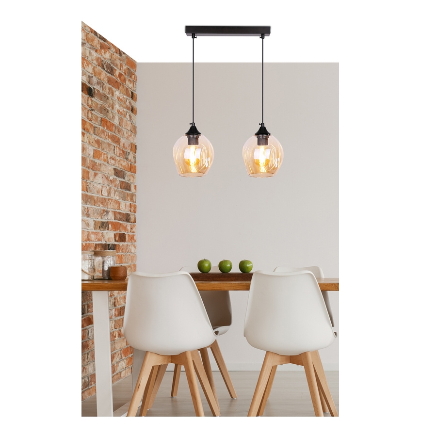 Luster na sajli ASPA 2xE27/40W/230V crno