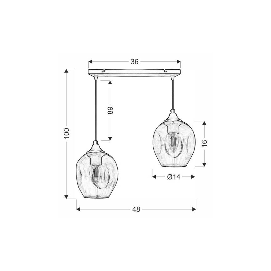 Luster na sajli ASPA 2xE27/40W/230V crno