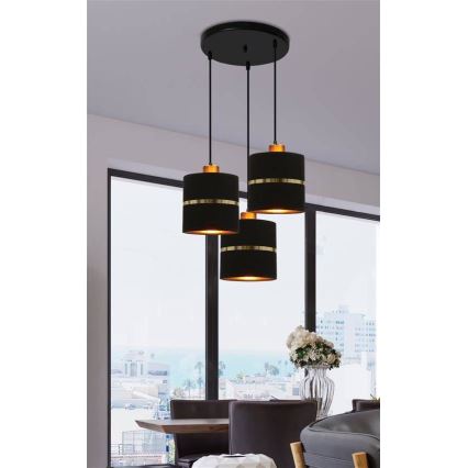 Luster na sajli ASSAM 3xE27/60W/230V crno
