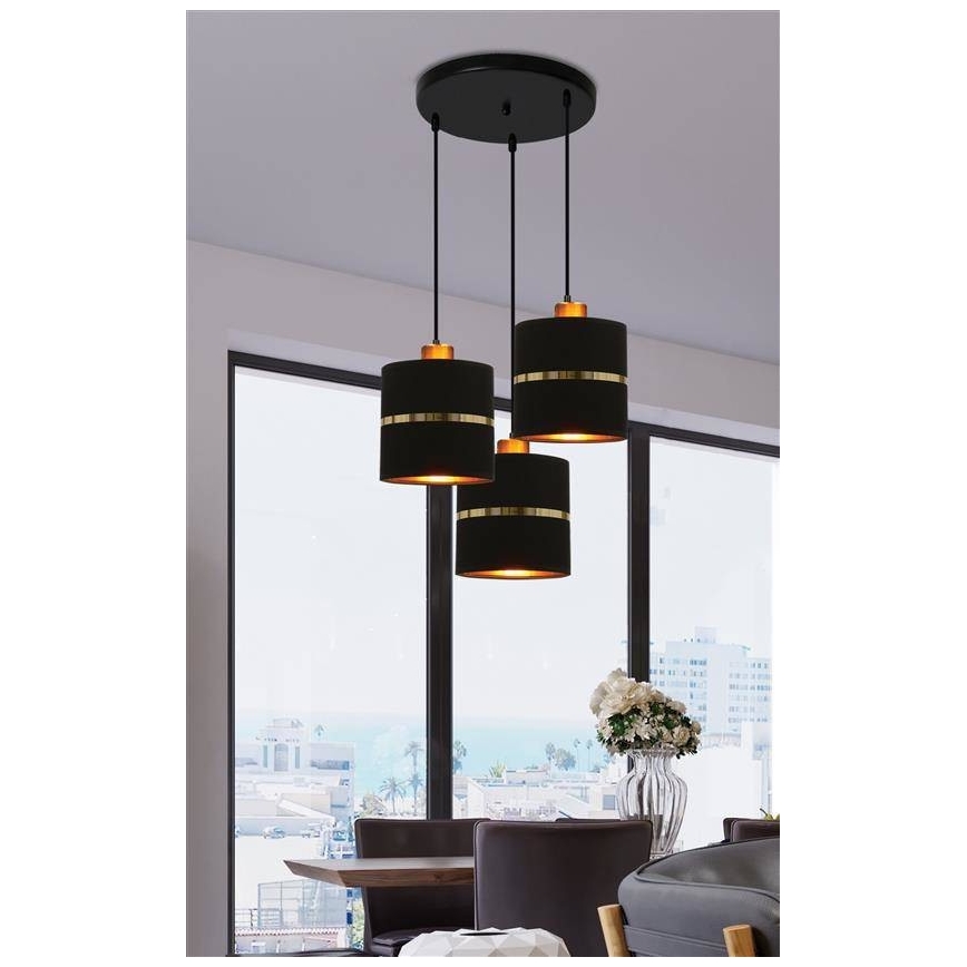 Luster na sajli ASSAM 3xE27/60W/230V crno
