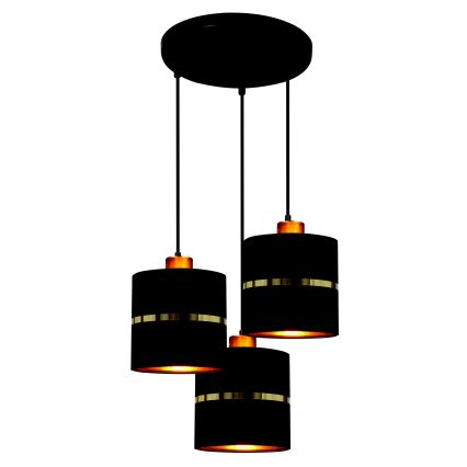Luster na sajli ASSAM 3xE27/60W/230V crno