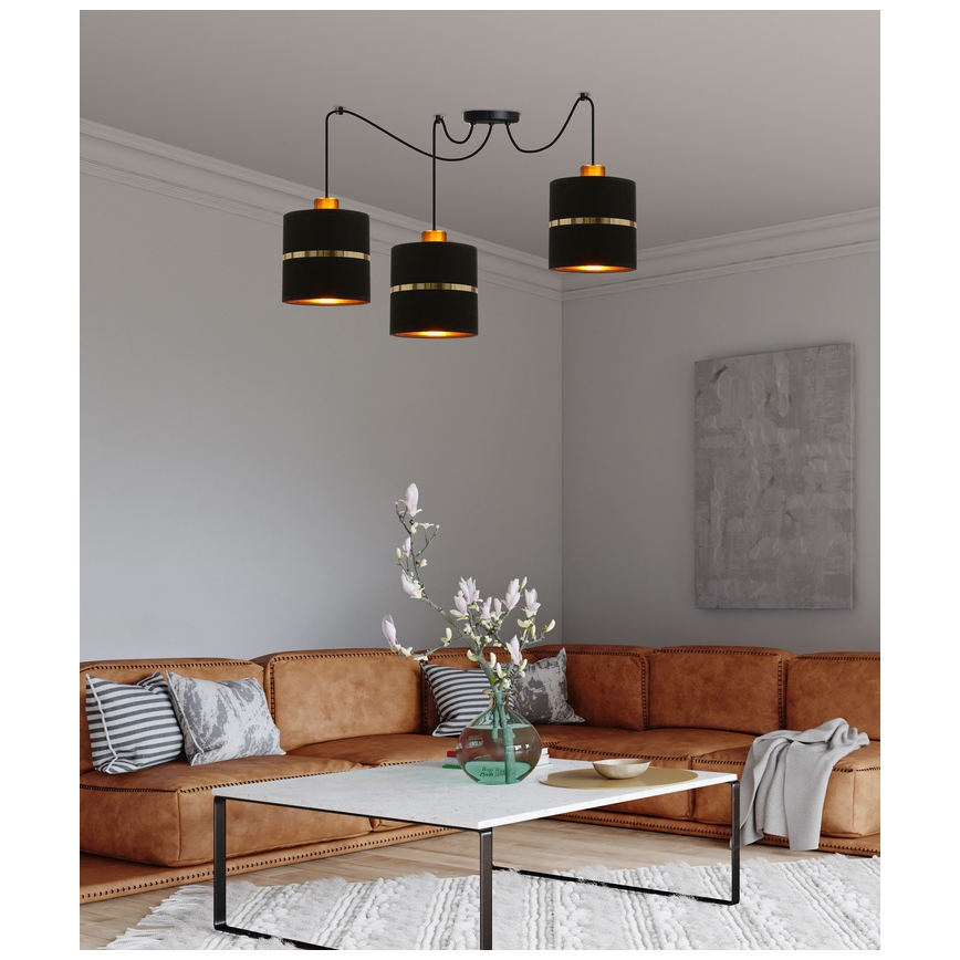 Luster na sajli ASSAM 3xE27/60W/230V crno