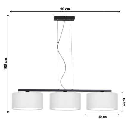 Luster na sajli ASTRA 3xE27/60W/230V bela