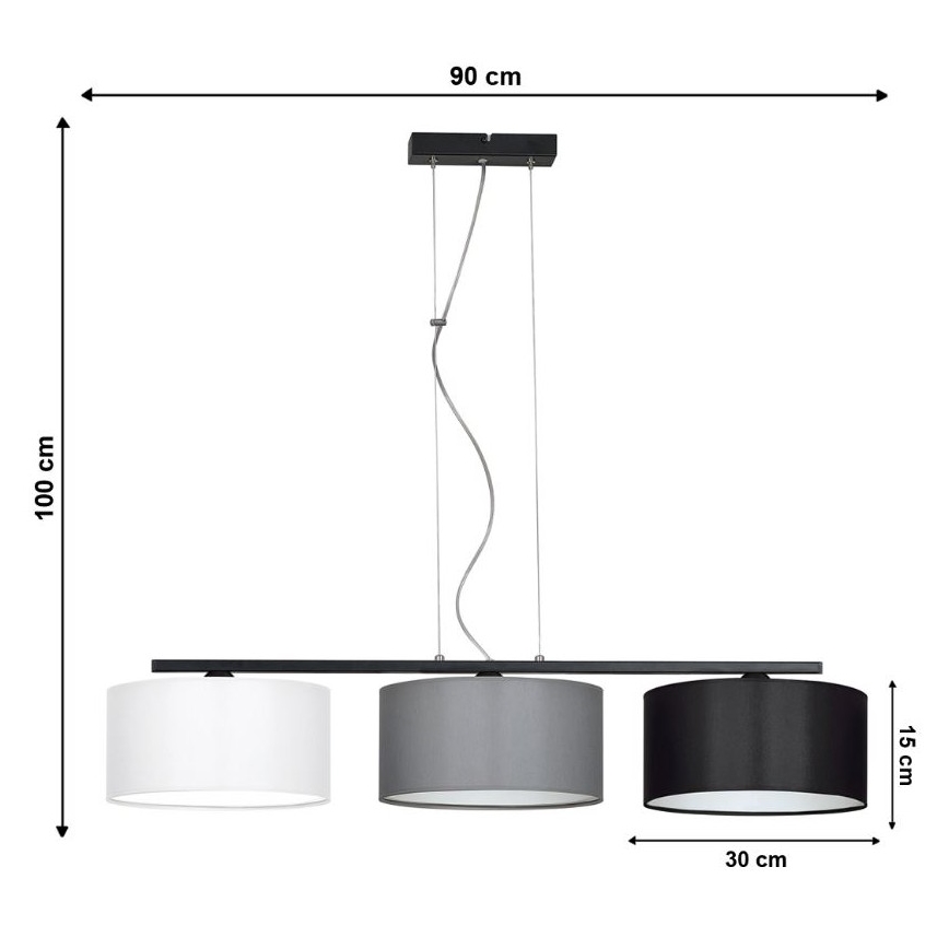 Luster na sajli ASTRA 3xE27/60W/230V