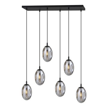 Luster na sajli ASTRAL 6xE14/10W/230V crno/dimno