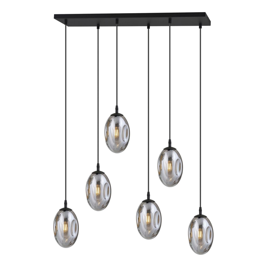 Luster na sajli ASTRAL 6xE14/10W/230V crno/dimno