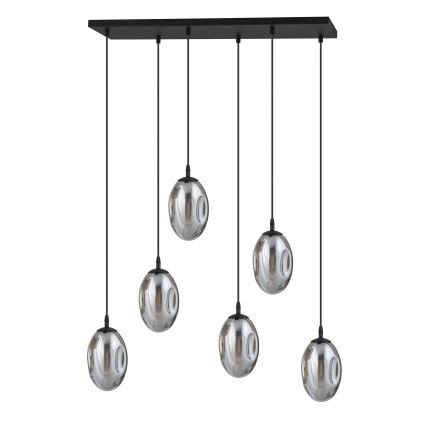 Luster na sajli ASTRAL 6xE14/10W/230V crno/dimno
