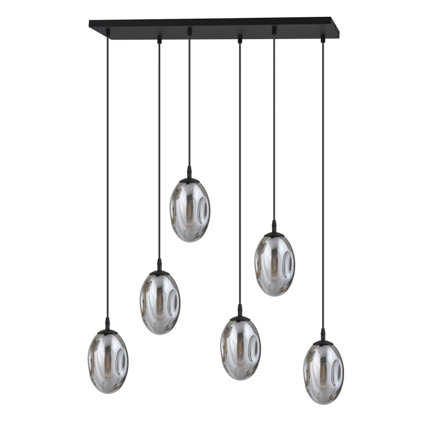 Luster na sajli ASTRAL 6xE14/10W/230V crno/dimno