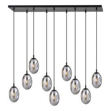 Luster na sajli ASTRAL 9xE14/10W/230V crno/dimno