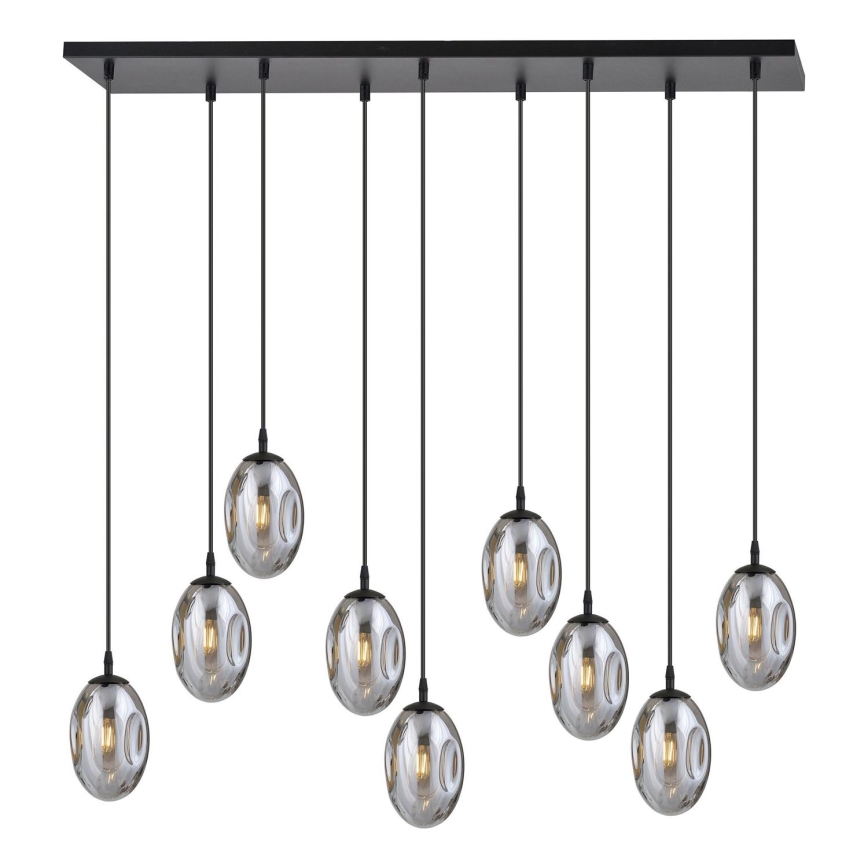 Luster na sajli ASTRAL 9xE14/10W/230V crno/dimno